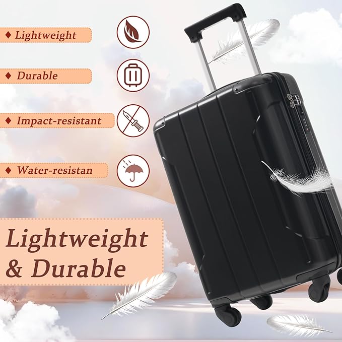 Merax Carry on Luggage Set, 20 Inch Hardshell ABS Suitcase