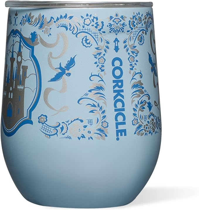 Corkcicle Stemless Insulated Wine Glass Tumbler - Beverages Cold 6 Hours & Hot 3 Hours - Stainless Steel - Easy-Grip - Summer Drinkware Gift - Keeps Drinks Ice - 12 oz - Princess Cinderella