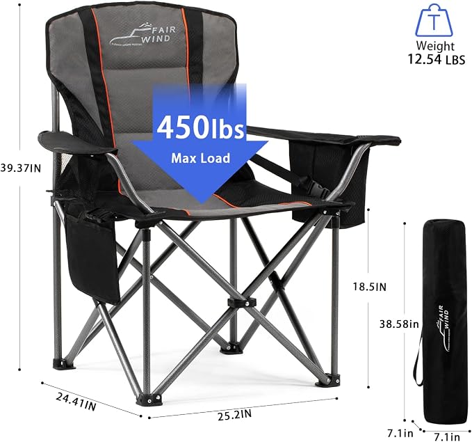 FAIR WIND 2 Pack Oversized Fully Padded Camping Chair