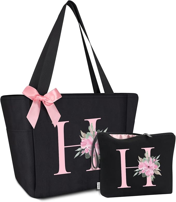 Vavabox Tote Bag, A-Z Initial Monogrammed Waterproof Tote Bag, Bridesmaid Gifts