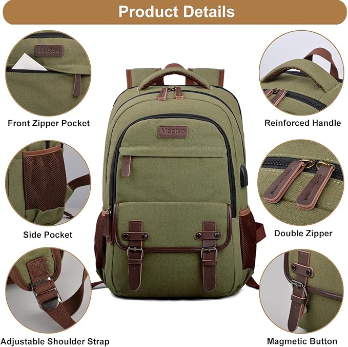 Mactso Canvas Travel Laptop Backpack