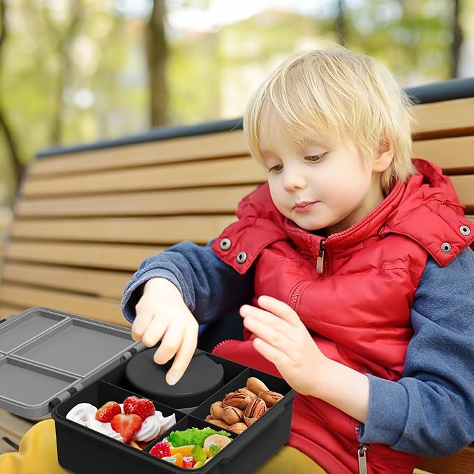 Kids Bento Lunch Box with 8oz Soup Thermo, Kids Leakproof Lunch Food Containers
