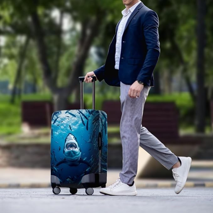 Seadworld Shark Luggage Cover 22-25 Inch High Elastic Thickened Travel Suitcase