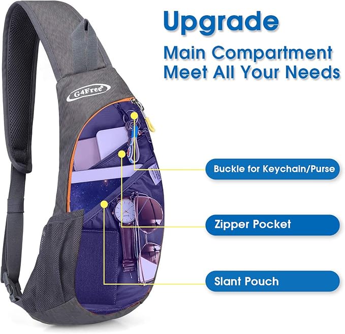 G4Free Sling Bag for Men Women, Small Crossbody Backpack Lightweight Chest