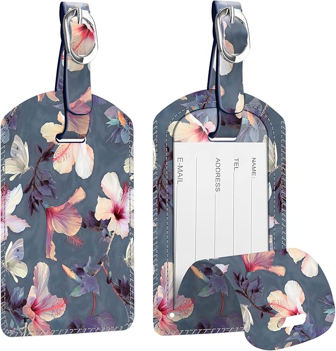FINTIE 2 Pack Luggage Tags, Leather Name ID Labels
