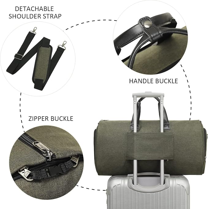 Convertible Garment Bag with Shoulder Strap, Modoker Carry on Garment Duffel Bag