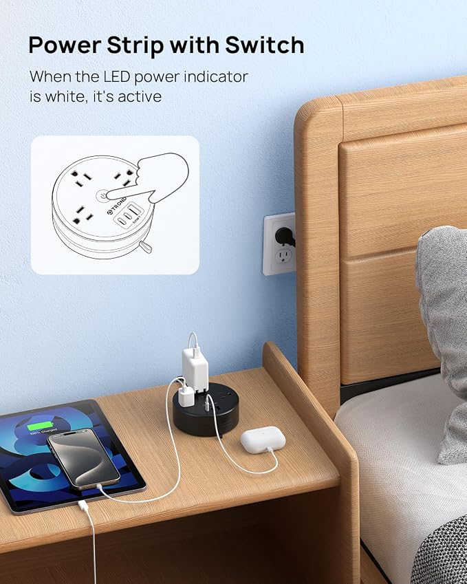 TROND Power Strip Flat Plug