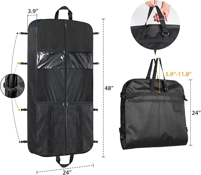 Zilink 48 Inch Garment Bags for Travel Heavy Duty Travel Suit Bag for Men Women
