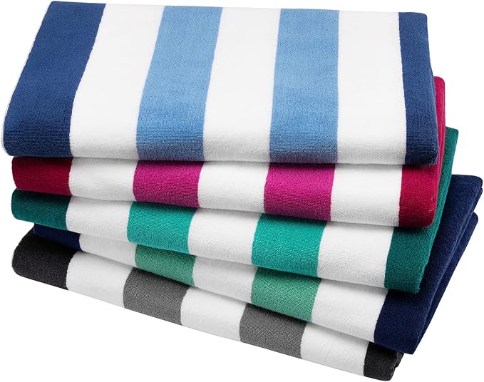Bornbay Cotton Oversized Beach Towel - Extra Large 40"X70" Plush Thick Mens Beach Towels, XL Fluffy Stripe Pool Towels Charcoal Gray Swimming Towel for Adults Mens Women