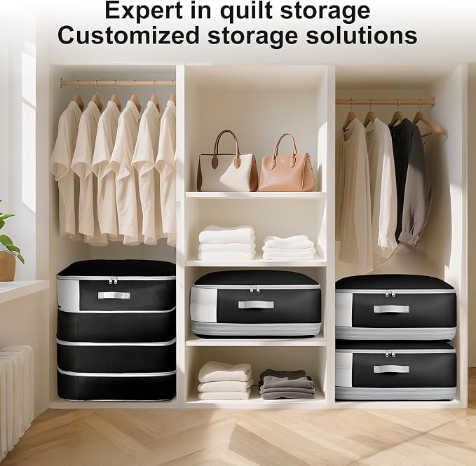 Comforter Storage Bag - 130L Large Capacity Blanket Storage Bags 4-Layer Ultra