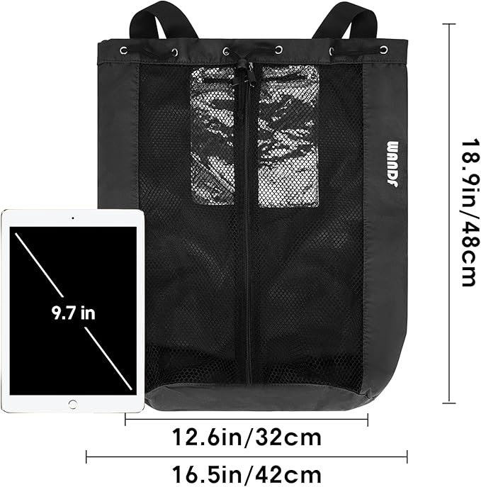 WANDF Swim Bag Mesh Drawstring Backpack Beach Backpack for Swimming, Gym, and Workout Gear