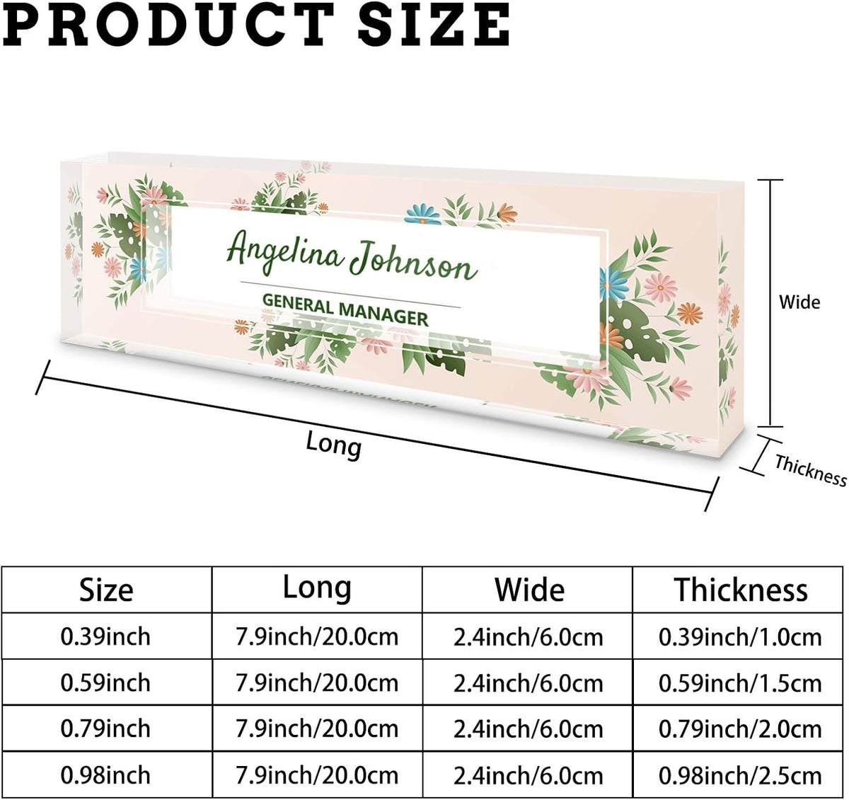 Personalized Name Plate for Desk, Custom Acrylic Desktop Accessories Office Decor for Women Men, Offices Gift for Coworkers Boss Teacher, Employee Appreciation Gifts