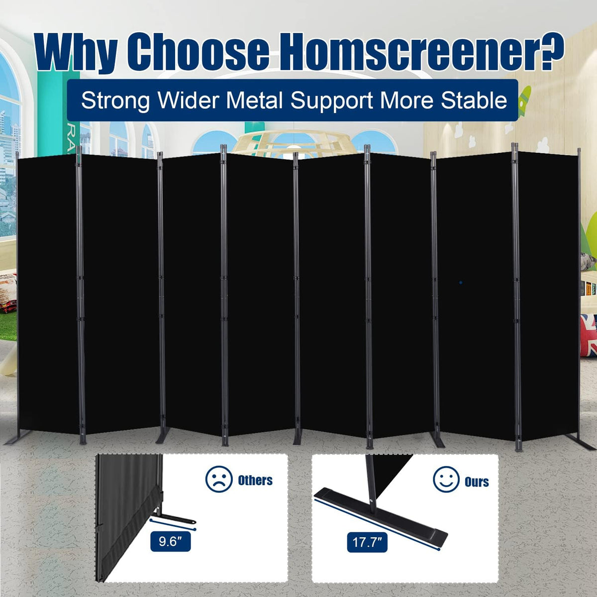 Room Divider 6FT Portable Room Dividers and Folding Privacy Screens, 176'' W Fabric Divider for Room Separation, 8 Panel Partition Room Dividers Freestanding Wall Divider Screen for Dorm Studio Office