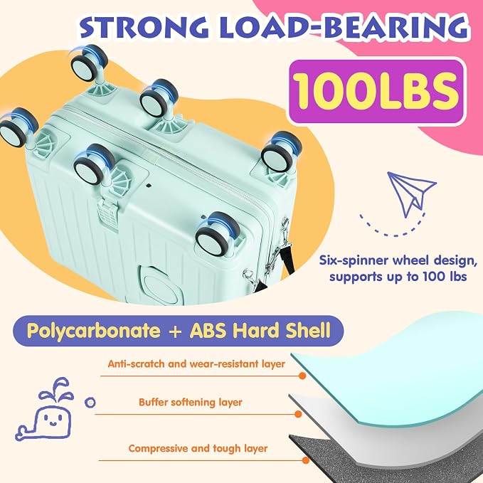 Kids Ride-On Luggage, Foldable Pedal, Hidden Cup Holder & Combination Lock