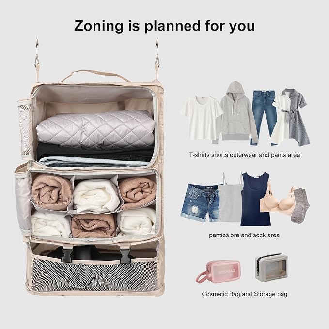 TABITORA Travel Portable Hanging Shelves Closet Organizer Packing Luggage