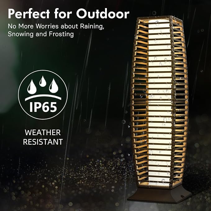 Grand patio Outdoor Floor Lamp Solar Powered Lantern Waterproof Wicker Boho