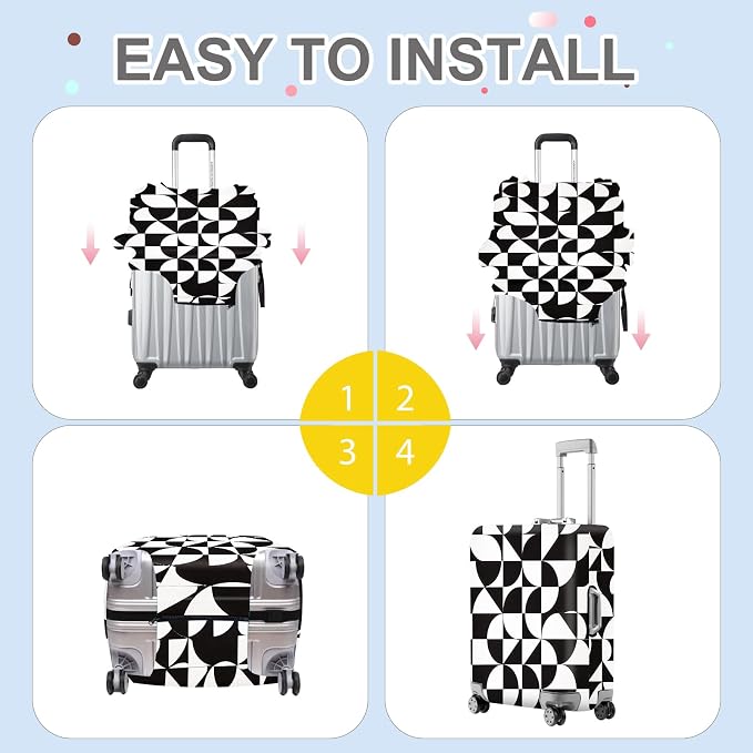 ANNA QUEEN Geometric Minimalist Luggage Cover, Suitcase Protector