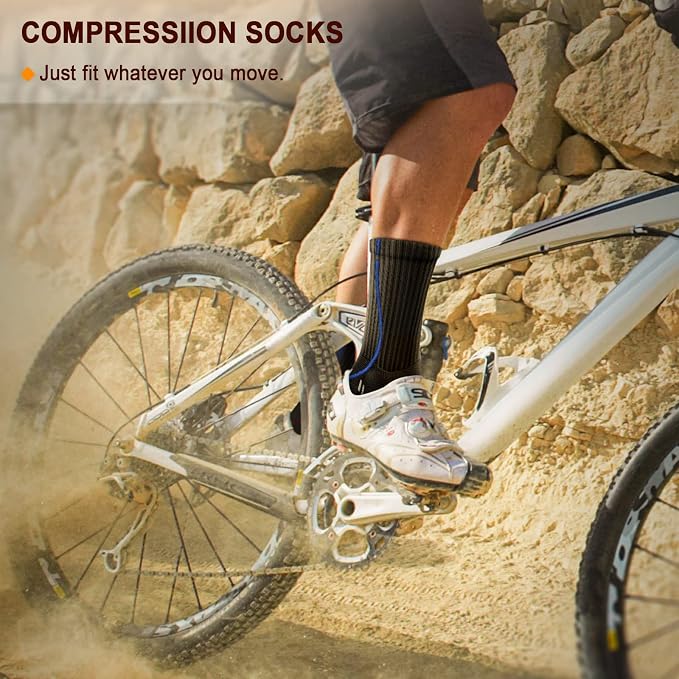 BULLIANT Compression Socks for Men 6Pairs, Athletic Crew Socks Cushioned For