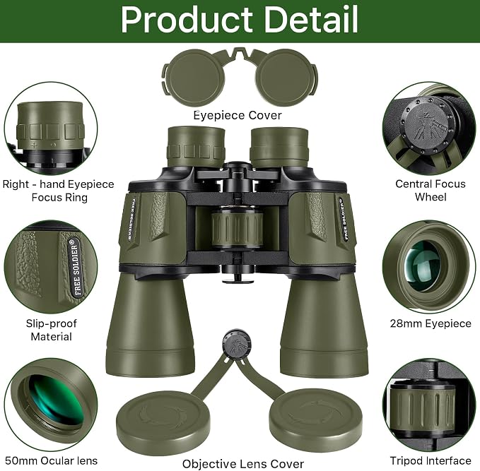 20x50 Hunting Binoculars for Adults High Powered - 28mm Large Eyepiece