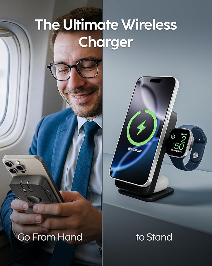 myCharge EcoHub 3 in 1 Apple Charging Station & Magsafe Battery Pack | Wireless