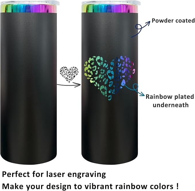 20 oz Skinny Tumblers Stainless Steel Tumbler with Lid and Straw Double Wall Vacuum Insulated Coffee Mug 20oz Powder Coated Cup for Hot and Cold Drinks(Black,4 pack)
