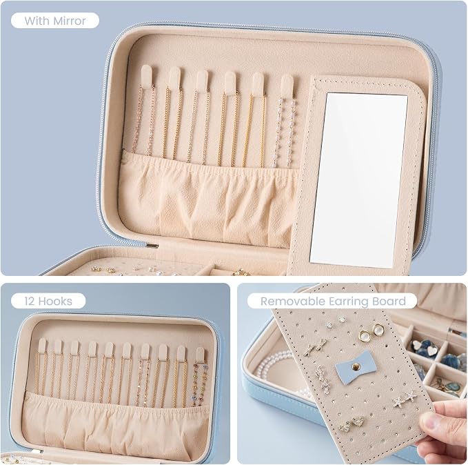 Lolalet Travel Jewelry Case for Women, Travel Jewelry Organizer Box