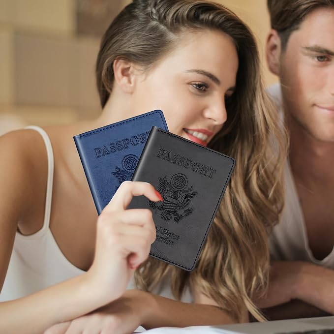 Herain Black & Dark Blue Passport Holder