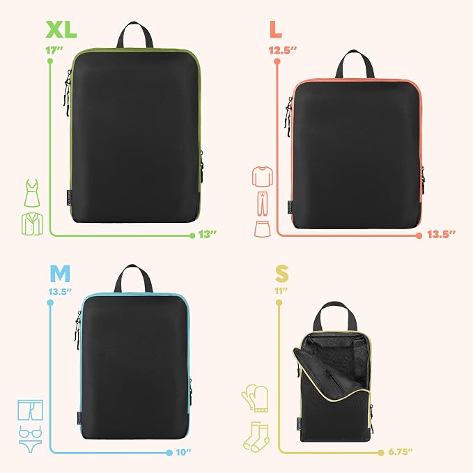 Compression Packing Cubes Travel, 4 Set/6 Set Packing Cubes