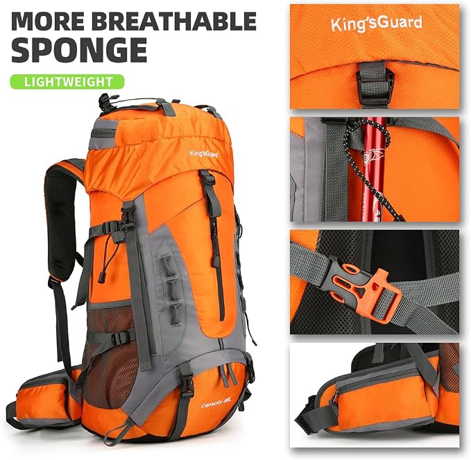 King'sGuard 60L Hiking Backpack Large Waterproof Camping Backpack