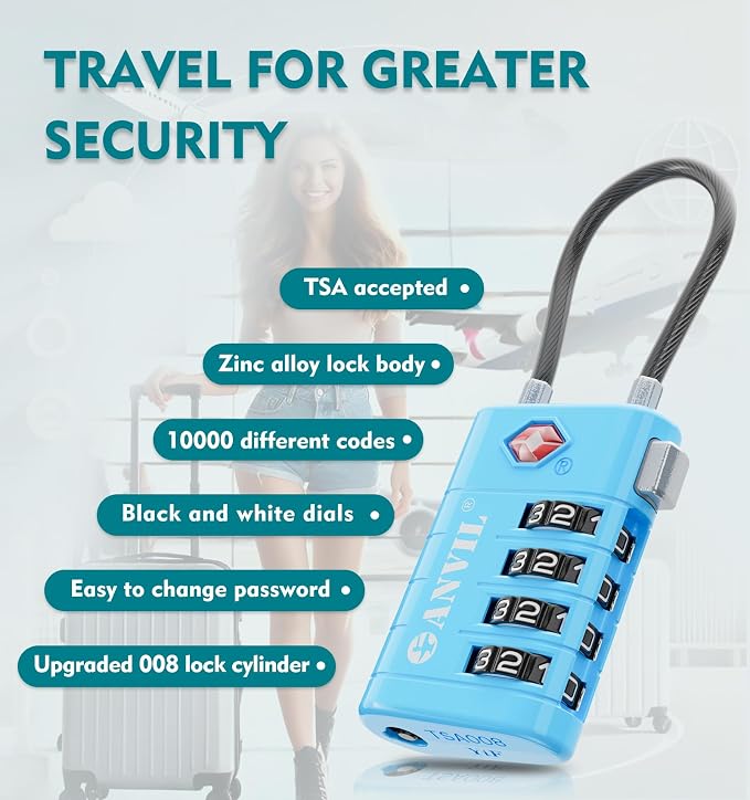 ANVIL 4 Digit Luggage Locks, TSA Locks
