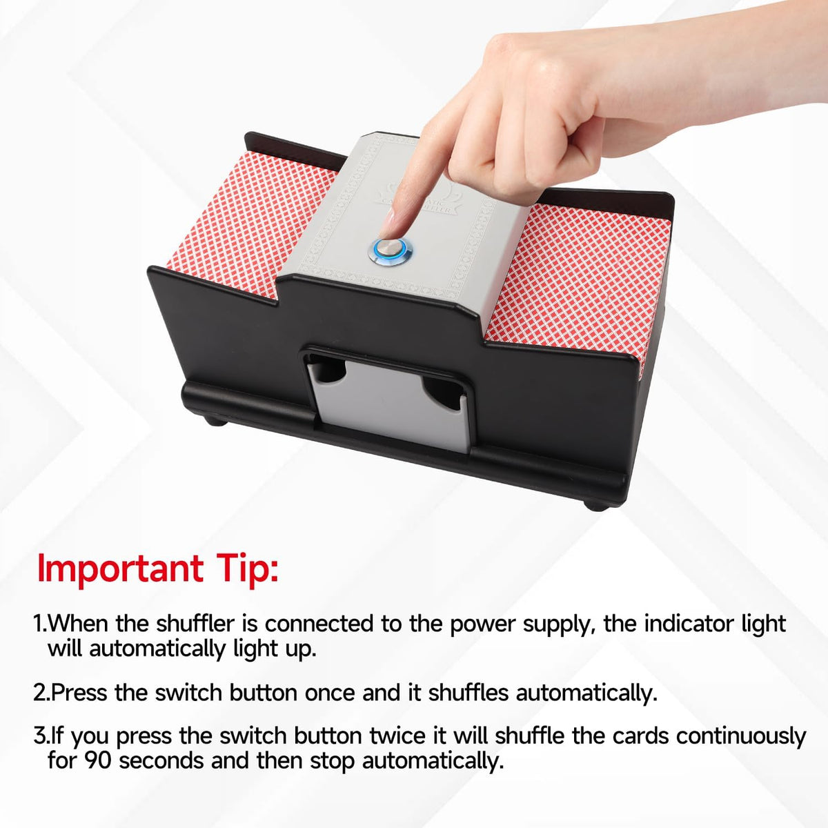 GSE Games & Sports Expert 2-Deck Casino Automatic Card Shuffler, AC/DC-Power & Battery-Operated Shuffler Machine for Playing Cards, Blackjack, Texas Hold 'em, Bridge, Poker, UNO