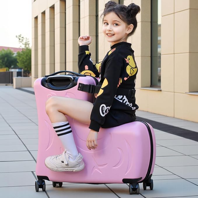 N-A Kids Ride On Suitcase with Wheels, Scooter Luggage