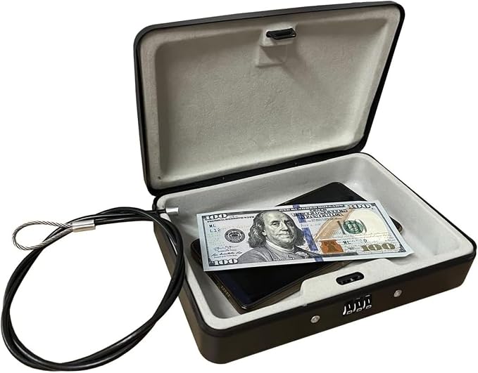 SEPOX® Water/Fire-Resistant Portable Security Case Lock Box Steel, Personal