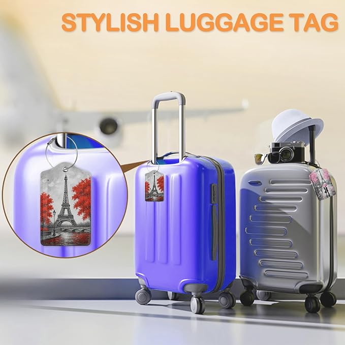 Eiffel Tower Paris 3 PCS PU Leather Luggage Tags