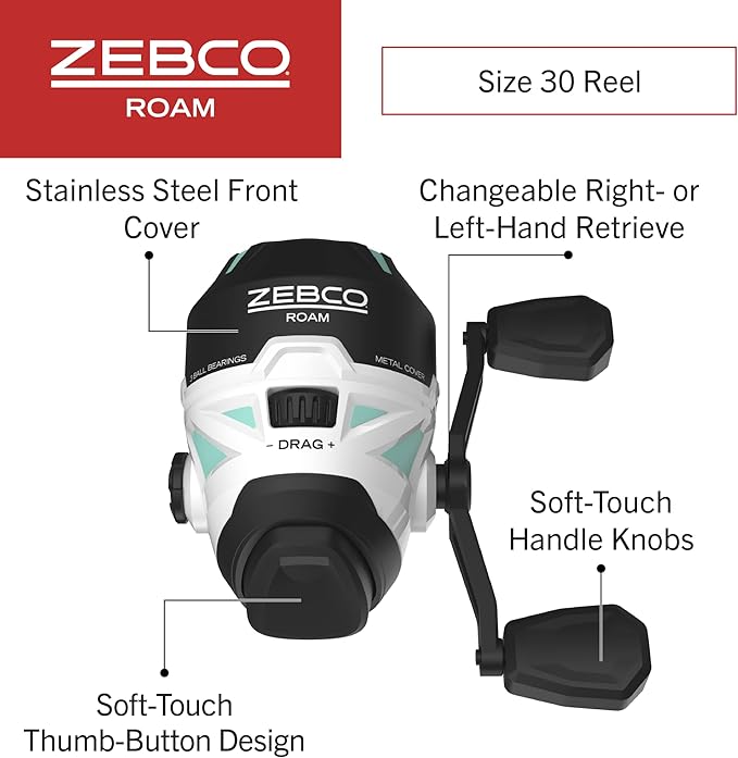 Zebco Roam Telescopic Fishing Rod and Spinning or Spincast Fishing Reel Combo