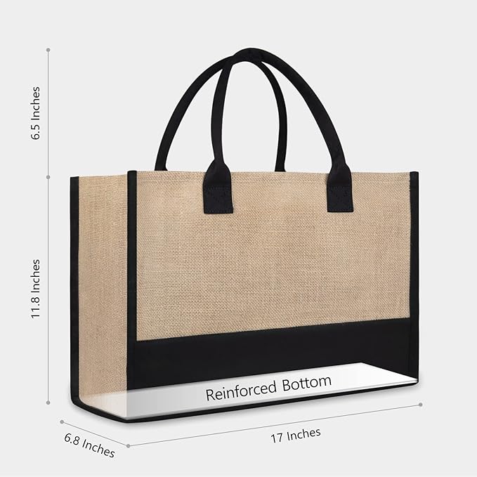 TOPDesign Initial Jute/Canvas Tote Bag, Personalized Present Bag, Suitable