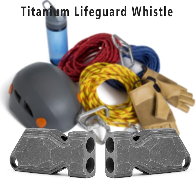 TISUR Titanium Emergency Whistle, EDC Safety Whistles Necklace Loud up to 120db