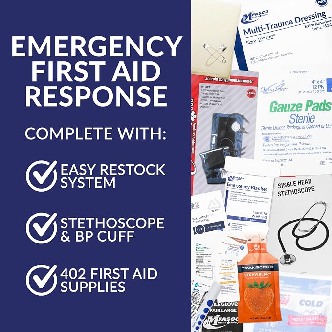 First Aid Kit - Fully Stocked Portable Reflective Bag -First Responder