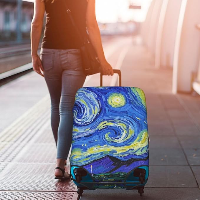 Vincent Van Gogh Starry Sky Night Luggage Cover Washable Suitcase Protector