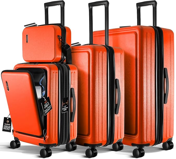 Hard Shell Luggage Sets with Spinner Wheels 4 Piece, Expandable Large Suitcases