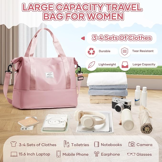 Travel Duffel Bag, Sports Tote Gym Bag, Shoulder Weekender Overnight Bag