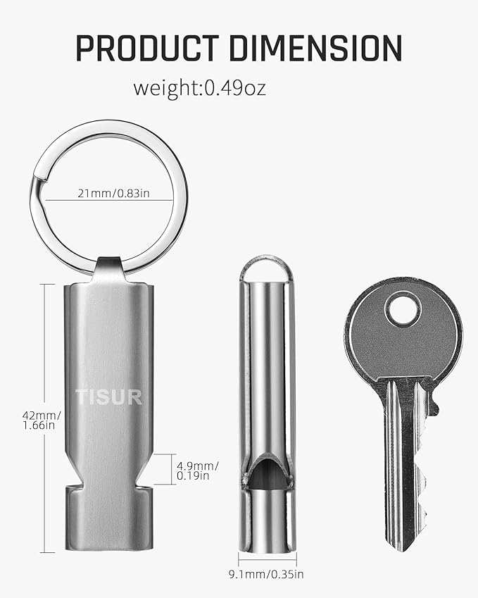TISUR Loud Emergency Whistles, 130db+ Lifeguard Safety Whistle Keychain