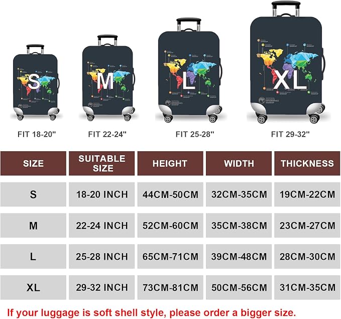 WUJIAONIAO Travel Luggage Cover Baggage Suitcase Cover Protector Skins 18-32