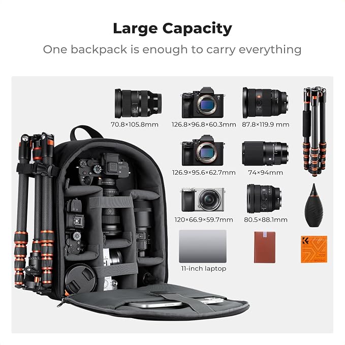 K&F CONCEPT Lightweight Camera Backpack Bag, Professional Photography Bag