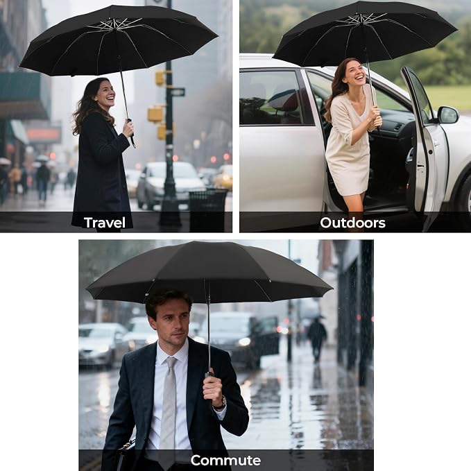 LLanxiry Compact Travel Umbrella, Mini Windproof Umbrellas