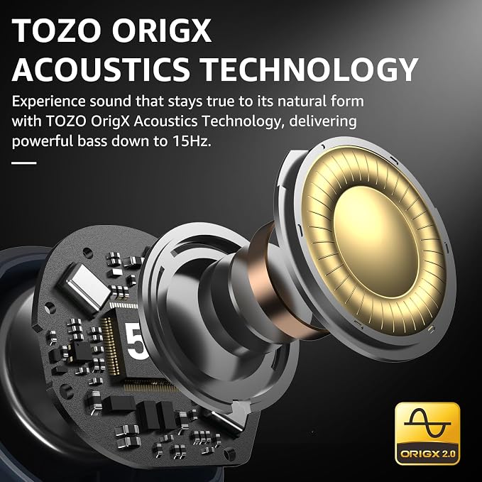 TOZO NC9 Hybrid Active Noise Cancelling Wireless Earbuds, 6 Mics ENC Clear Call