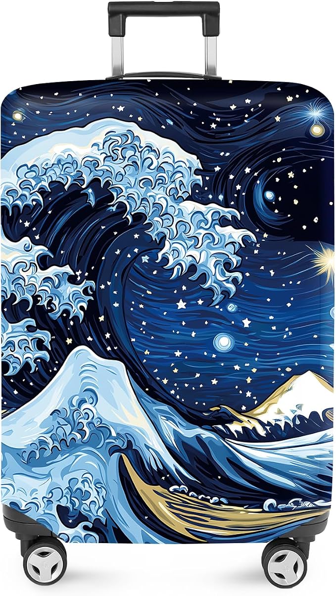 ANNA QUEEN Starry Ocean Wave Luggage Cover, Suitcase Protector
