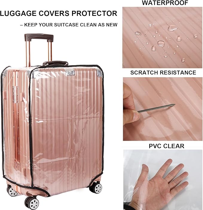 30-inch Luggage Cover Protector Clear PVC Waterproof Suitcase Covers, Travel
