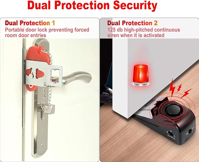 MBBEST Portable Door Lock & Door Stop Alarm, Dual Protection Security Devices