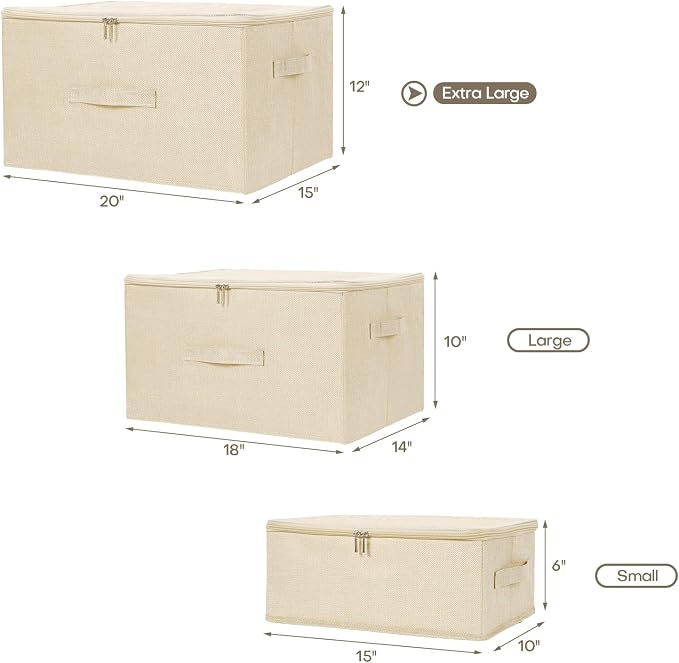 ANMINY 2PCS Storage Bins with Zipper Lids 36 Qt Lidded Fabric Storage Boxes